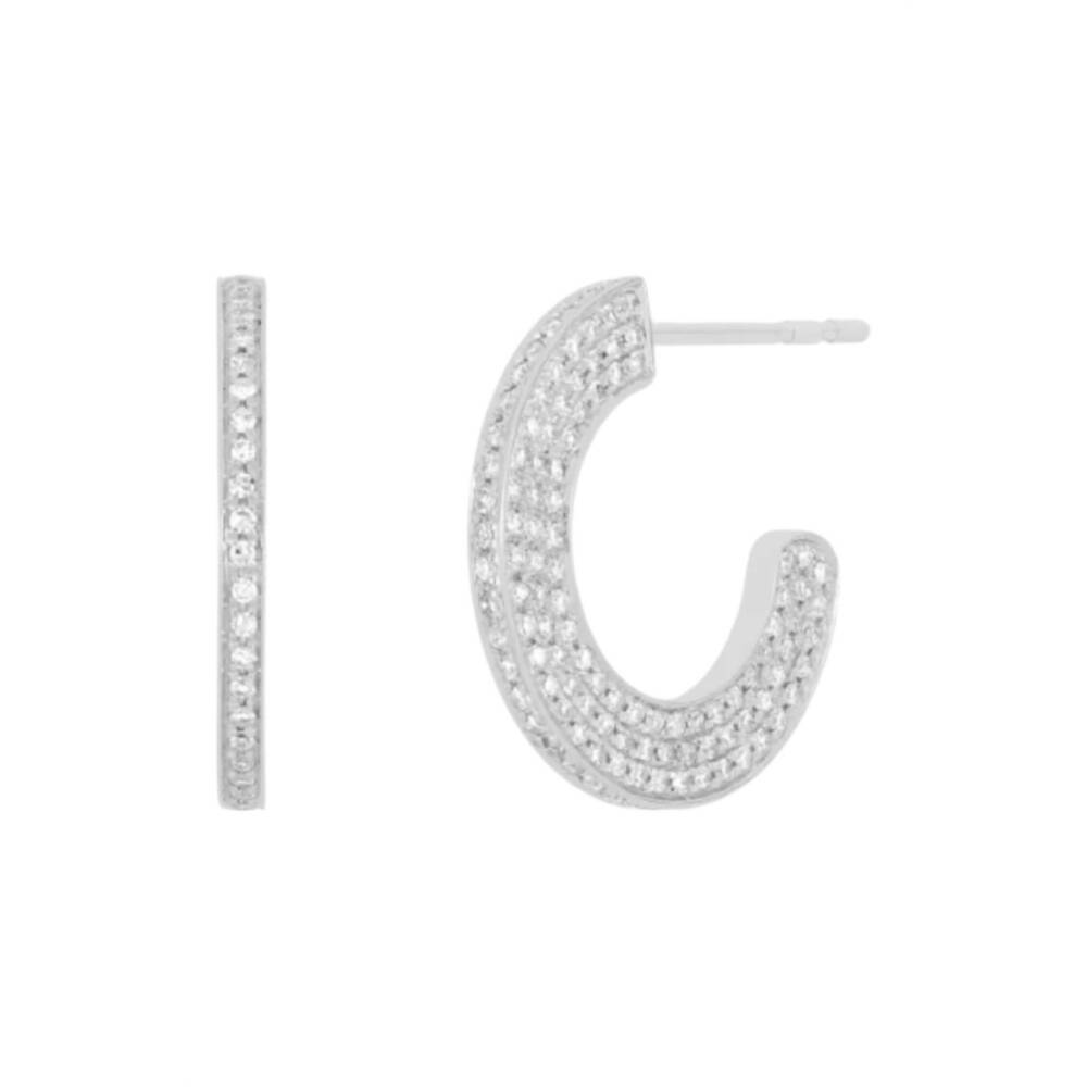 NEW EF COLLECTION diamond harper hoop earrings in white gold